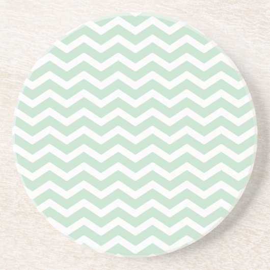 Mint Green White Chevron Pattern Zandsteen Onderzetter (Voorkant)