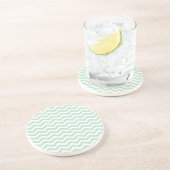 Mint Green White Chevron Pattern Zandsteen Onderzetter (Zijkant)