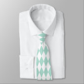 Mint Green & White Diamond Shapes Retro Stropdas (Gebonden)