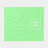 Mint Green White Framed Initiaal Monogram Fleece Deken (Voorkant (Horizontaal))