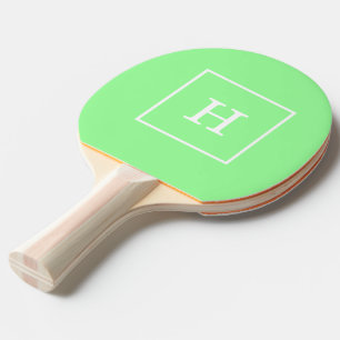 Mint Green White Framed Initiaal Monogram Tafeltennisbatje