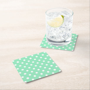 Mint Green White gekleurd Elegant Trendy Vierkante Kartonnen Onderzetter