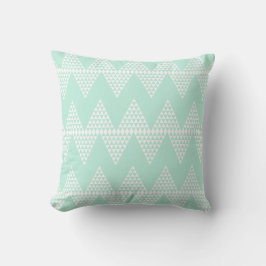 Mint Green White Geometric Chevron Pattern Kussen