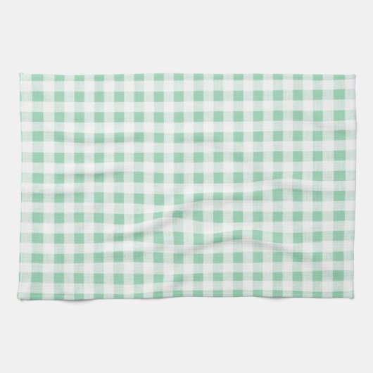 Mint Green White Gingham Pattern Theedoek (Horizontaal)
