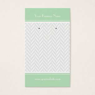 Mint Green White Grey Herringbone die kaarten afge Visitekaartjes