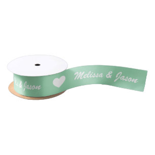 Mint Green & White Hearts & Wedding Couple Names Lint