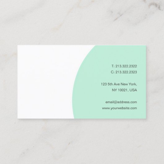 Mint Green White Modern Handwriting Script Name Visitekaartje (Achterkant)