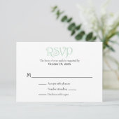 Mint Green White Plain Simple Wedding RSVP-kaarten RSVP Kaartje (Staand voorkant)