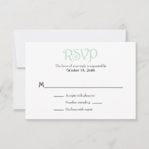 Mint Green White Plain Simple Wedding RSVP-kaarten RSVP Kaartje