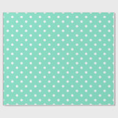 Mint Green White Polka Dot Spotty Pattern Cadeaupapier (Vlak)