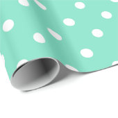 Mint Green White Polka Dot Spotty Pattern Cadeaupapier (Rol Hoek)