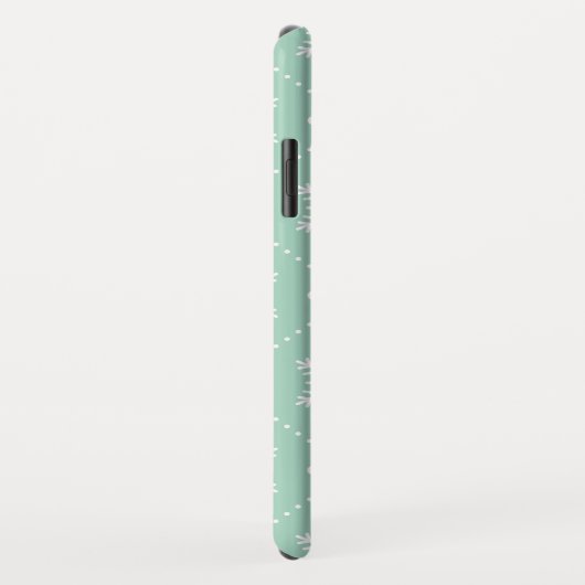 Mint Green White Snowflakes kerspatroon Case-Mate iPhone Case (Achterkant/rechts)