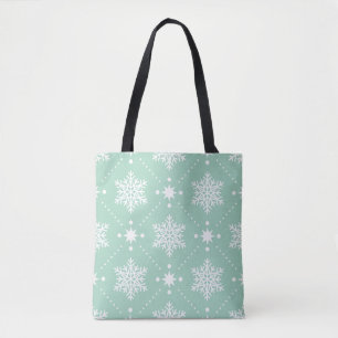 Mint Green White Snowflakes kerspatroon Draagtas