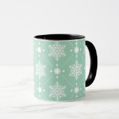 Mint Green White Snowflakes kerspatroon Mok (Voorkant rechts)