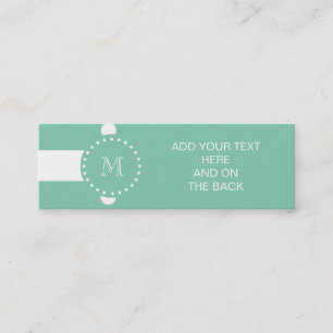 Mint Green White Stripes Pattern, Uw Monogram Mini Visitekaartje