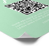 Mint Green White Wedding Honeymoon Fund QR-code Poster (Hoek)