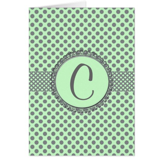 Mint Green with Grey Polka Dots-monogram (Devant)