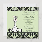 Mint Green Zebra Neutraal Baby shower Uitnodiging (Voorkant)