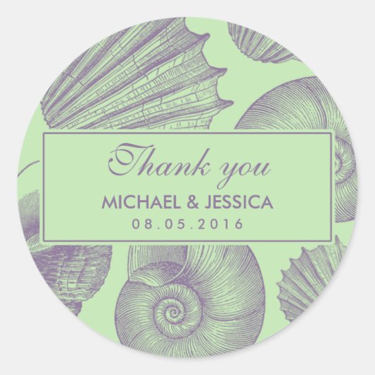 Mint Green Zee shell Wedding Dank u Sticker (Voorkant)