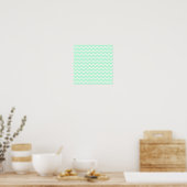 Mint Green Zigzag Chevron Stripes. Poster (Keuken)