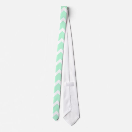 Mint Green Zigzag Chevron Stripes. Stropdas (Achterkant)