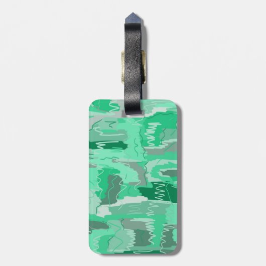 Mint Greenery Abstract Bagagelabel (Achterkant verticaal)