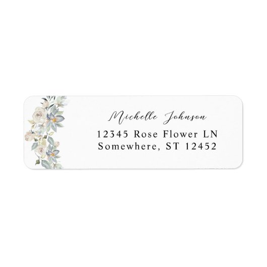 Mint Greenery & White Floral Return Address 2 Etiket (Voorkant)