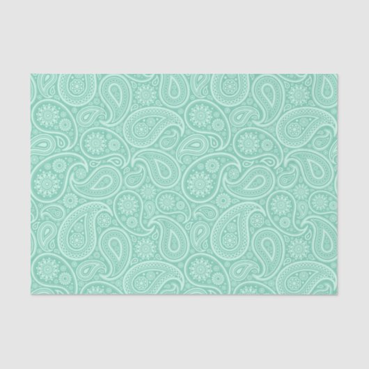 Mint-gren tones paisley-patroon tissuepapier (Voorkant)