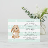 Mint Grey Bunny Baby Shower Invitations (Debout devant)