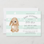 Mint Grey Bunny Baby Shower Invitations (Devant)