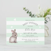 Mint Grey Bunny Baby Shower Invitations (Debout devant)