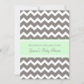 Mint Grey Chevron Custom Baby Shower-uitnodigingen Kaart (Voorkant)