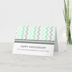 Mint Grey Chevron Medewerker Jubileum Kaart