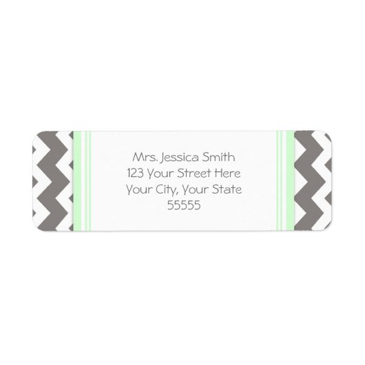 Mint Grey Chevrons Aangepaste retour adreslabels Etiket (Voorkant)