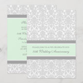 Mint Grey Damask 20e Jubileum Party Invitation Kaart (Voorkant / Achterkant)
