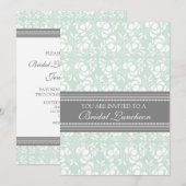 Mint Grey Damask Bridal Lunch Invitation Cards Kaart (Voorkant / Achterkant)