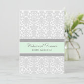 Mint Grey Damask Rehearsal Dinner Party Kaart (Staand voorkant)