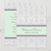 Mint Grey Damask Rehearsal Dinner Party Kaart (Voorkant / Achterkant)