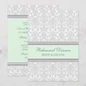 Mint Grey Damask Rehearsal Dinner Party Kaart (Voorkant / Achterkant)