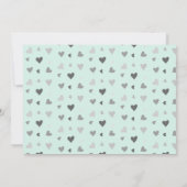 Mint Grey Hearts Penguins Baby Shower Invitations (Dos)