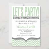 Mint Grey Moderne Magnétique Invitations d'anniver (Recto)