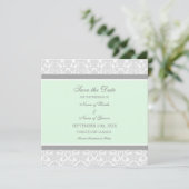 Mint Grey Wedding Enregistrer la carte Date (Debout devant)