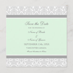 Mint Grey Wedding Save the Date Card