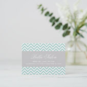 Mint & Grijs Moderne Chevron Stripes Visitekaartje (Staand voorkant)