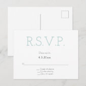 Mint gris typographie mariage rsvp cartes postales (Devant / Derrière)