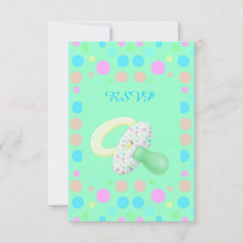 MINT GROEN BABY SOother BABY SHOWER RSVP Kaartje