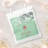 Mint groen bamboe bladeren dubbel xi chinees bruil bedankzakje (Geknipt)