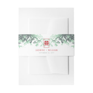 Mint groen bamboe bladeren dubbel xi chinees bruil uitnodigingen wikkel