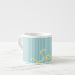 Mint Groen & Blauw Naam Mok – Massief Dunne Strepe