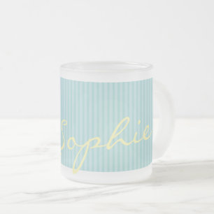 Mint Groen & Blauw Naam Mok – Massief Dunne Strepe